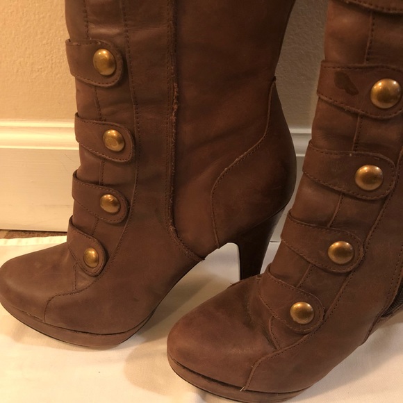 Zigi Girl Military Button Knee High Platform Boots - Picture 4 of 5